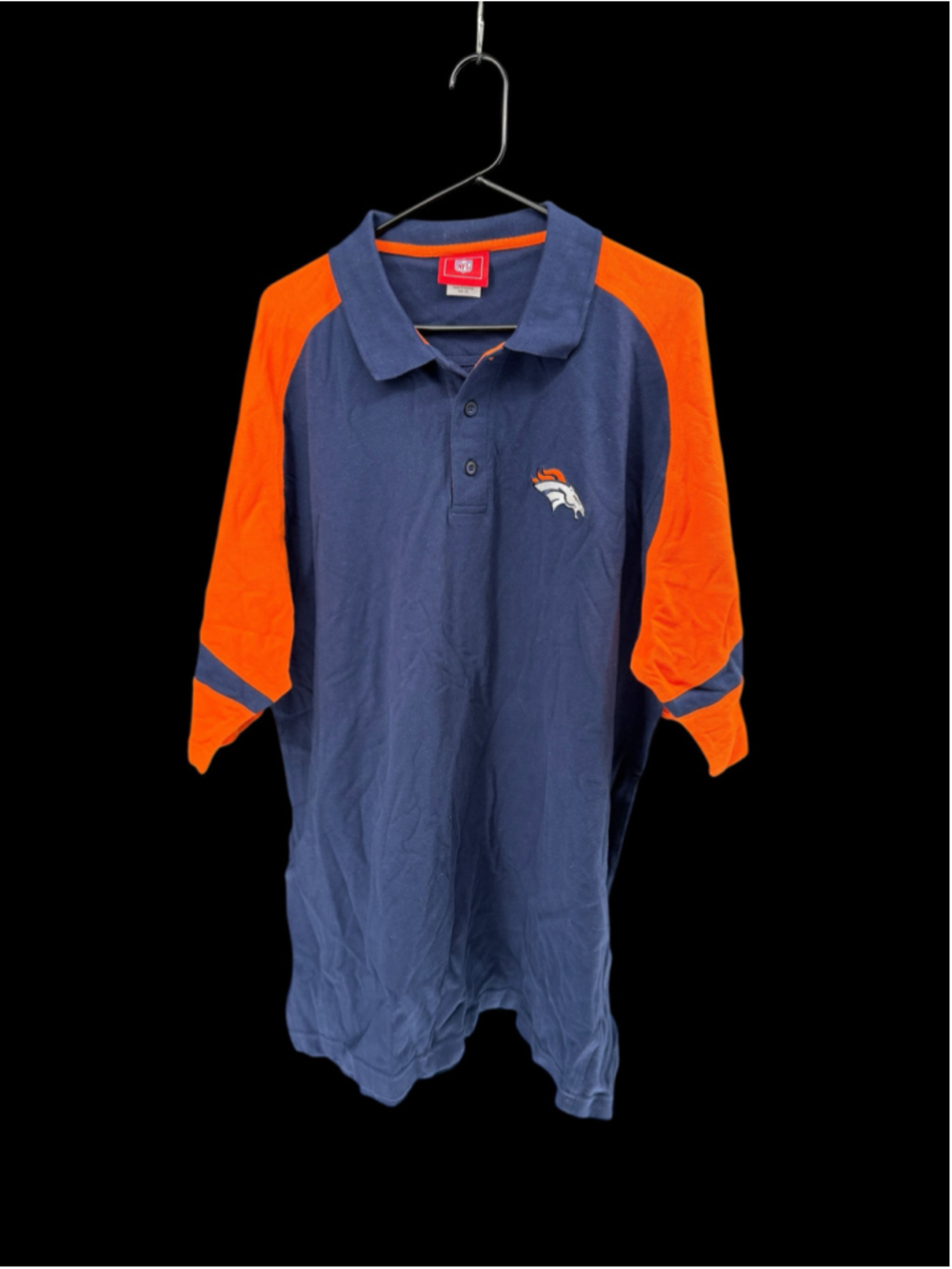 Men's NFL Denver Broncos Polo Shirt Blue Orange Size XXL